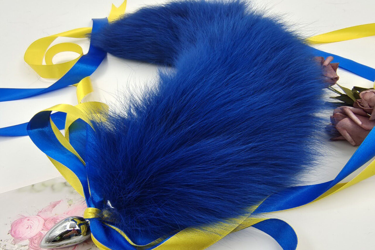 Handmade blue Real Fox Tail Fox Tail Cosplay Anime Sexy Cute Animal Furry Mature Fox Tail Butt Plug