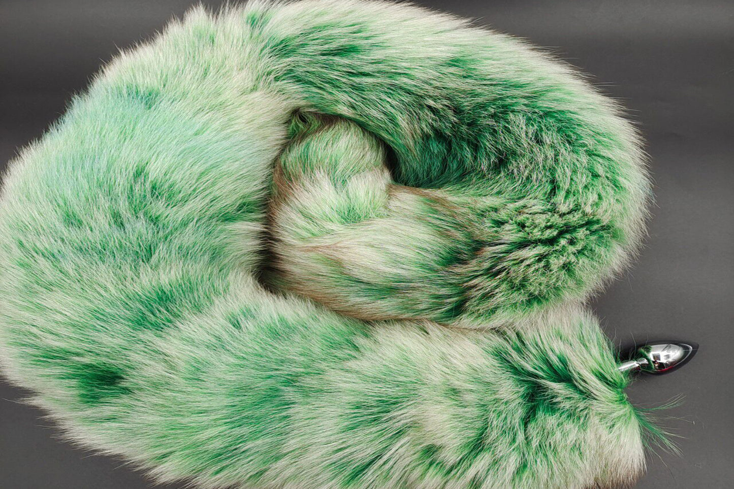 Handmade green white Real Fox Tail Fox Tail Cosplay Anime Sexy Cute Animal Furry Mature Fox Tail Butt Plug