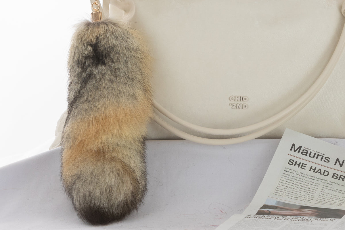 Fluffy Fox Fur Tail Keychain: Handmade Handbag Backpack Accessory