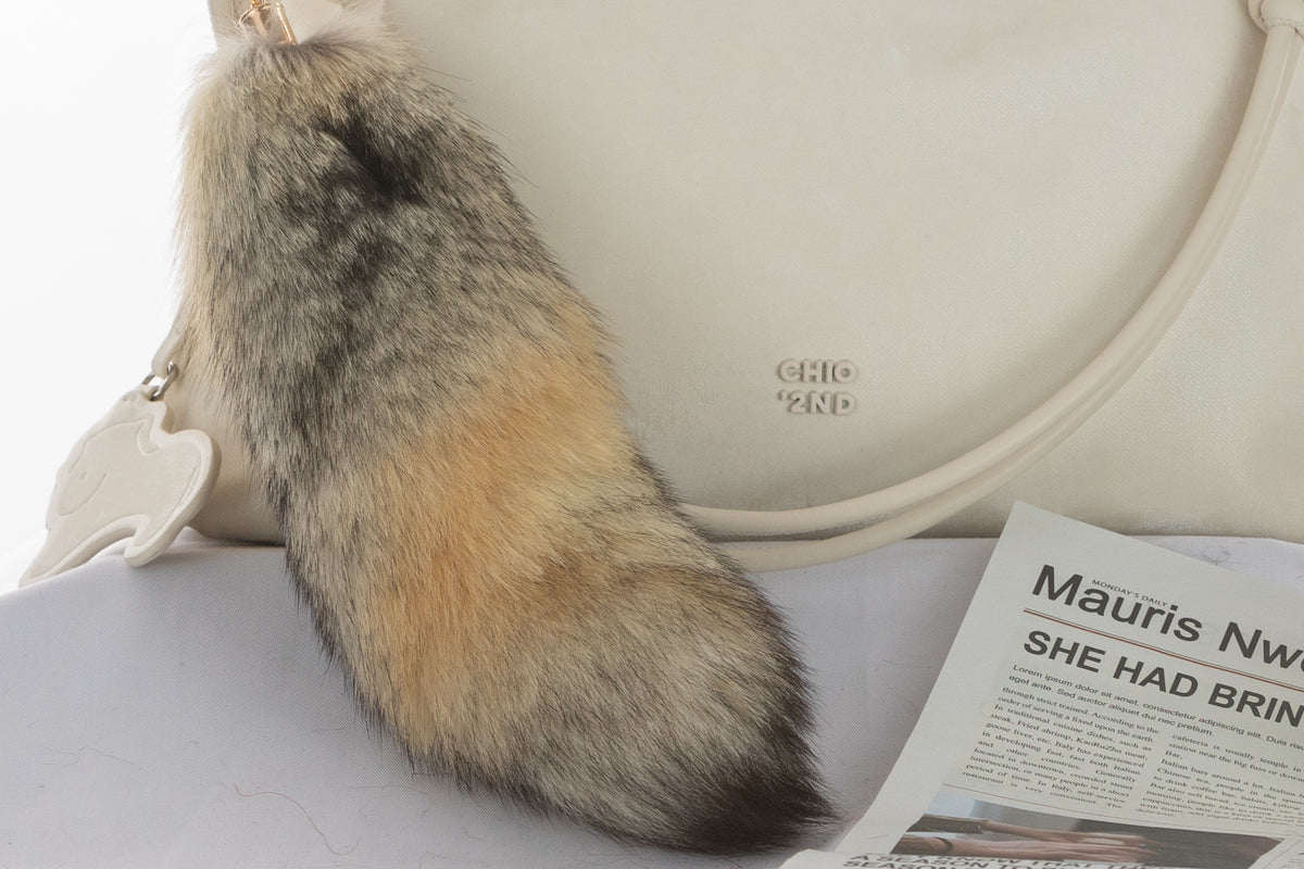 Fluffy Fox Fur Tail Keychain: Handmade Handbag Backpack Accessory