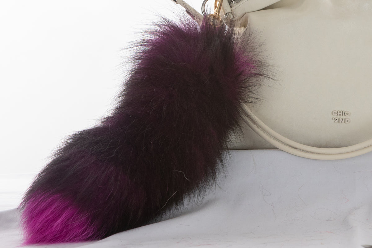 16 Inch Fox Fur Tail Keychain: Fluffy Tassel Handbag Accessory