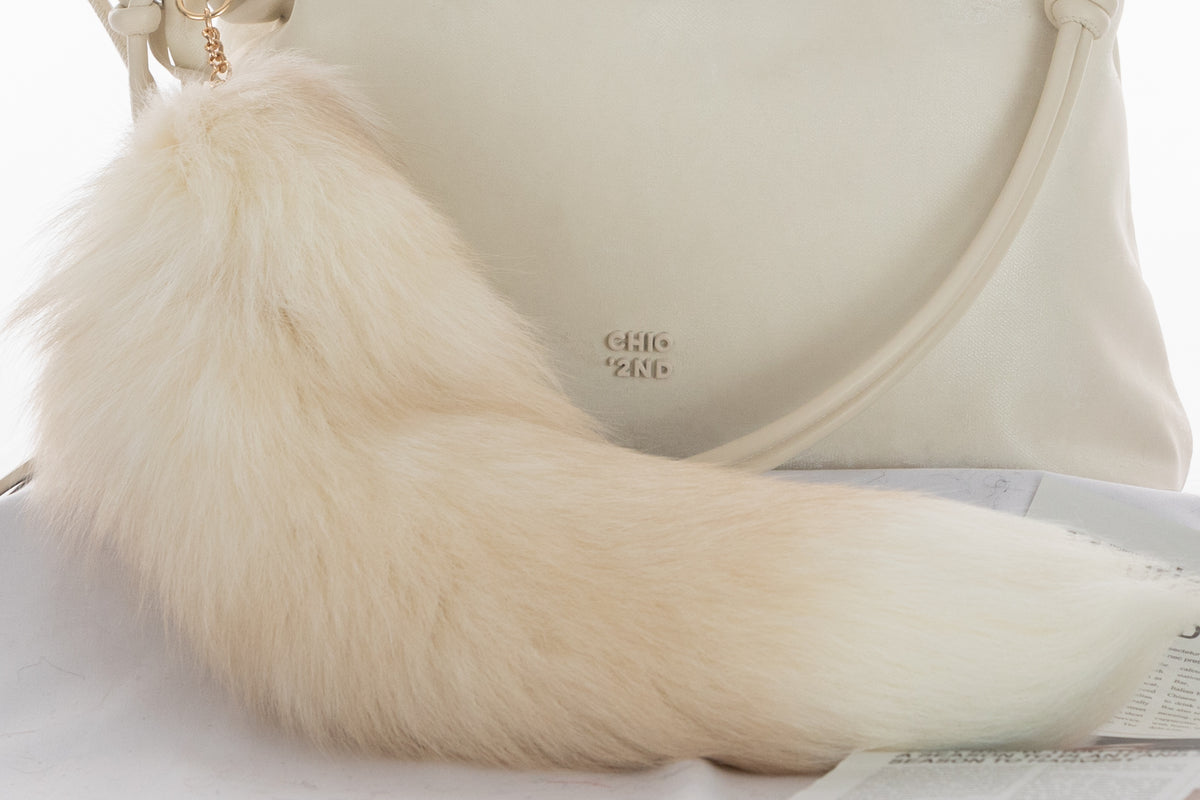 16 Inch Fox Fur Tail Keychain: Fluffy Halloween Bag Charm