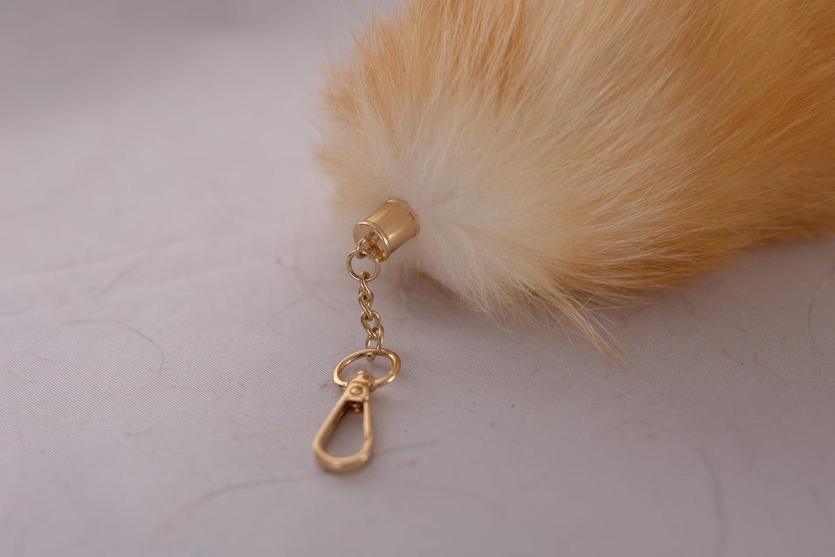 14 Inch Fox Fur Tail Keychain: Fluffy Backpack Accessory