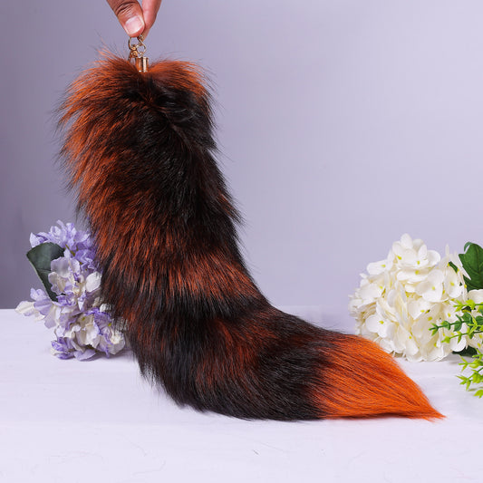 16 Inch Fox Tail Keychain: Fur Tassel, Backpack Accessory
