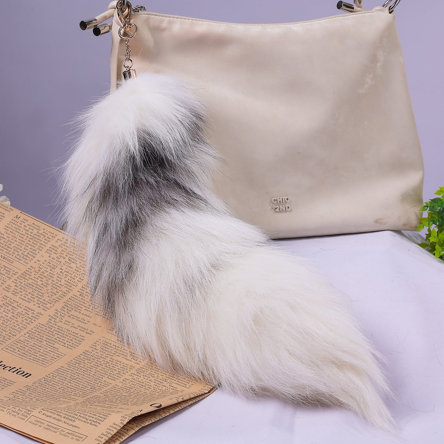 16inch Fluffy Fox Tail Keychain: Fur Tassel, Backpack Accessory