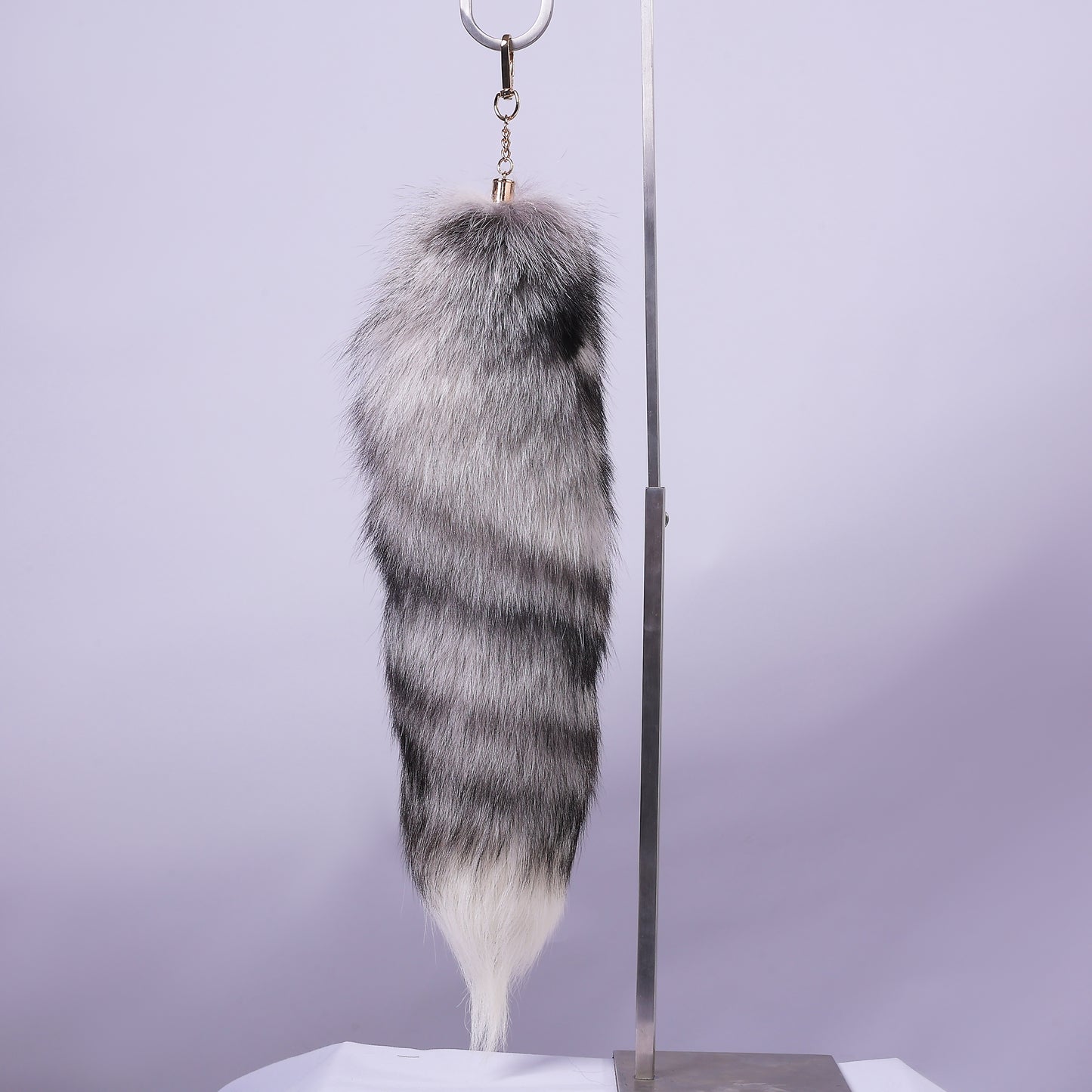 Fox Fur Tail Keychain: Fluffy Backpack Accessory, 16 inch Tassel