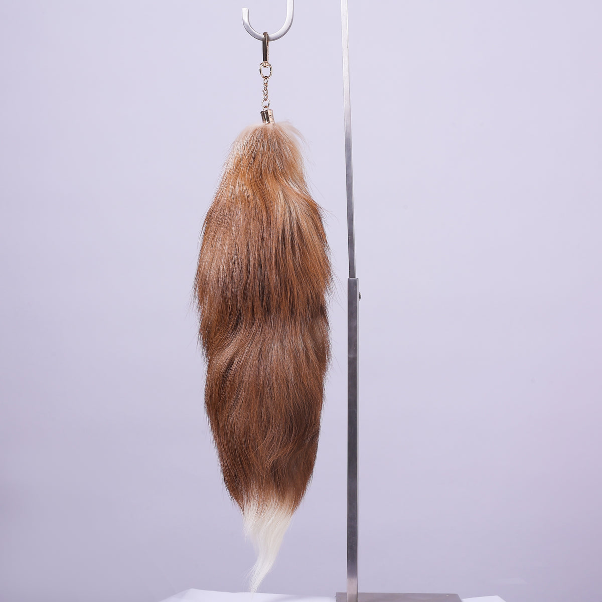Fox Fur Tail Keychain: Fluffy Tassel Backpack Accessory (16 inch)