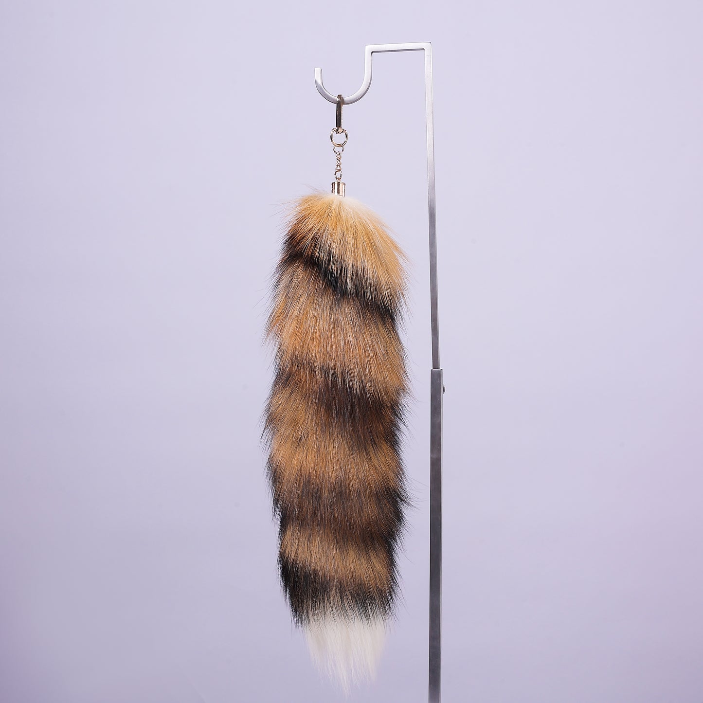 Fox Fur Tail Keychain: Fluffy Backpack Accessory (16 inch)
