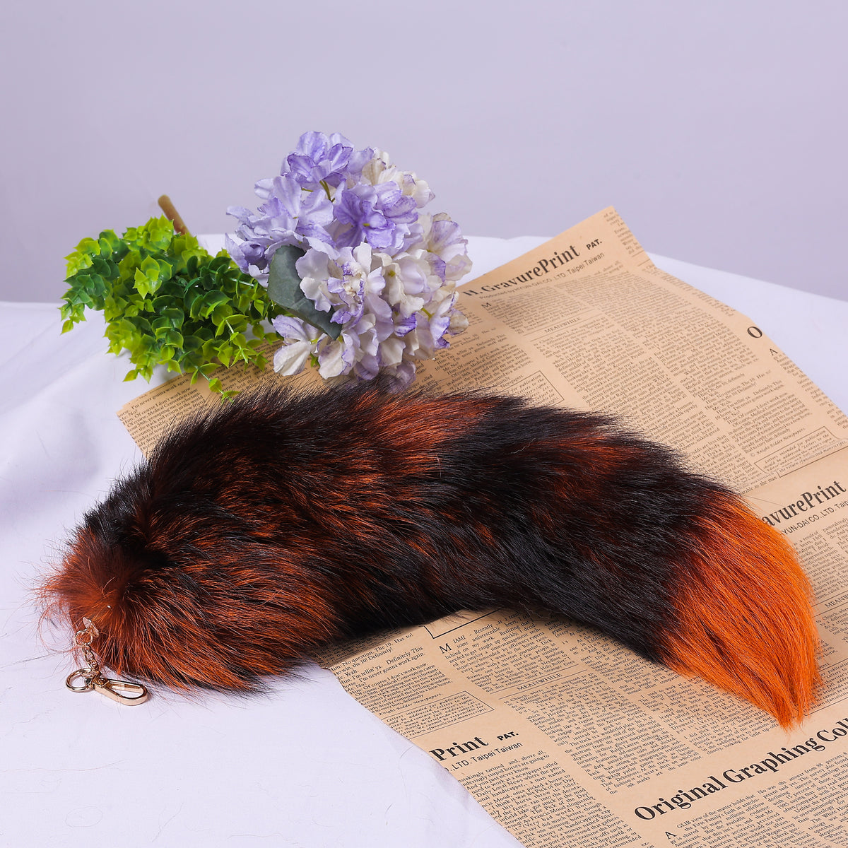 16 Inch Fox Tail Keychain: Fur Tassel, Backpack Accessory
