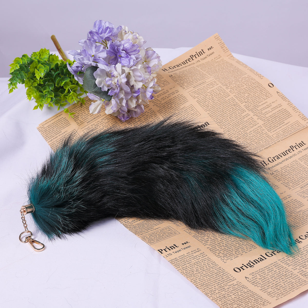 Fox Fur Tail Keychain: Fluffy Tassel Backpack Accessory (16 inch)