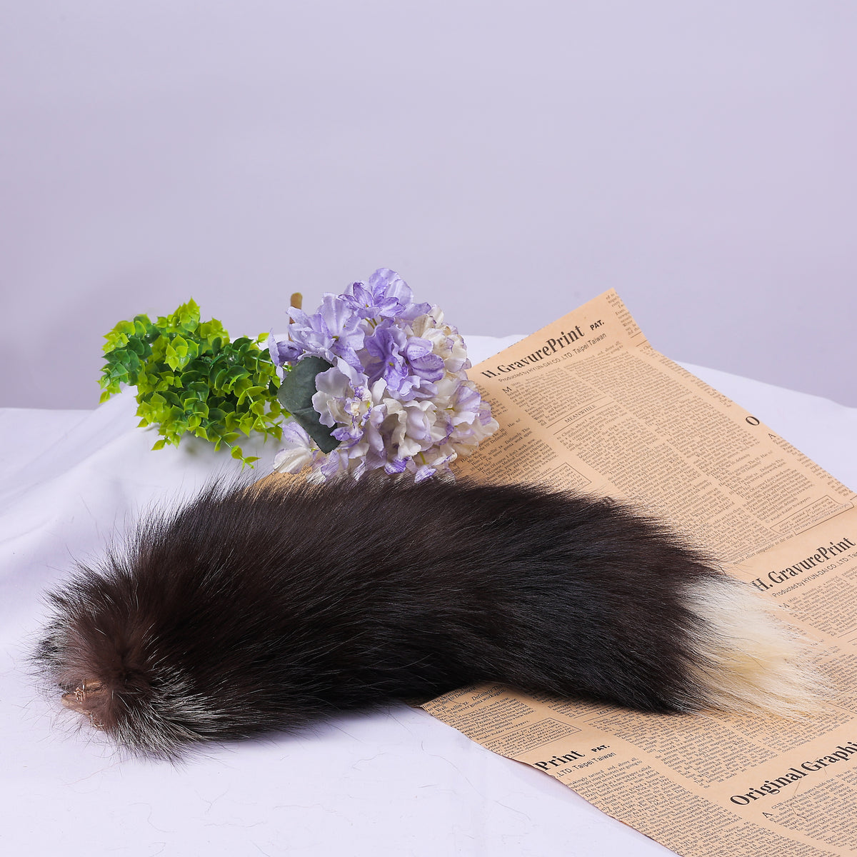 Fox Fur Tail Keychain: Fluffy Tassel Backpack Accessory, 16 inch