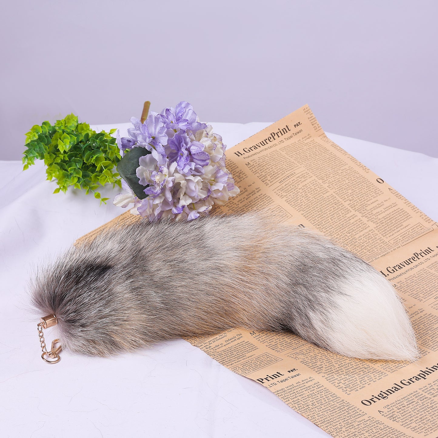 Fluffy Fox Fur Tail Keychain: Handmade Handbag Accessory (16 inch)