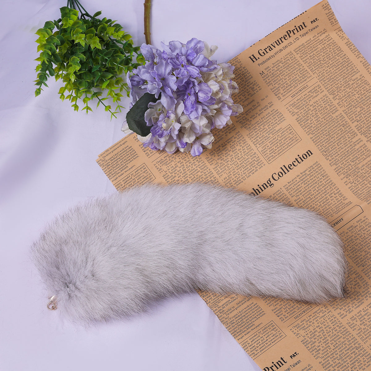 14 Inch Fox Fur Tail Keychain: Fluffy Backpack Accessory