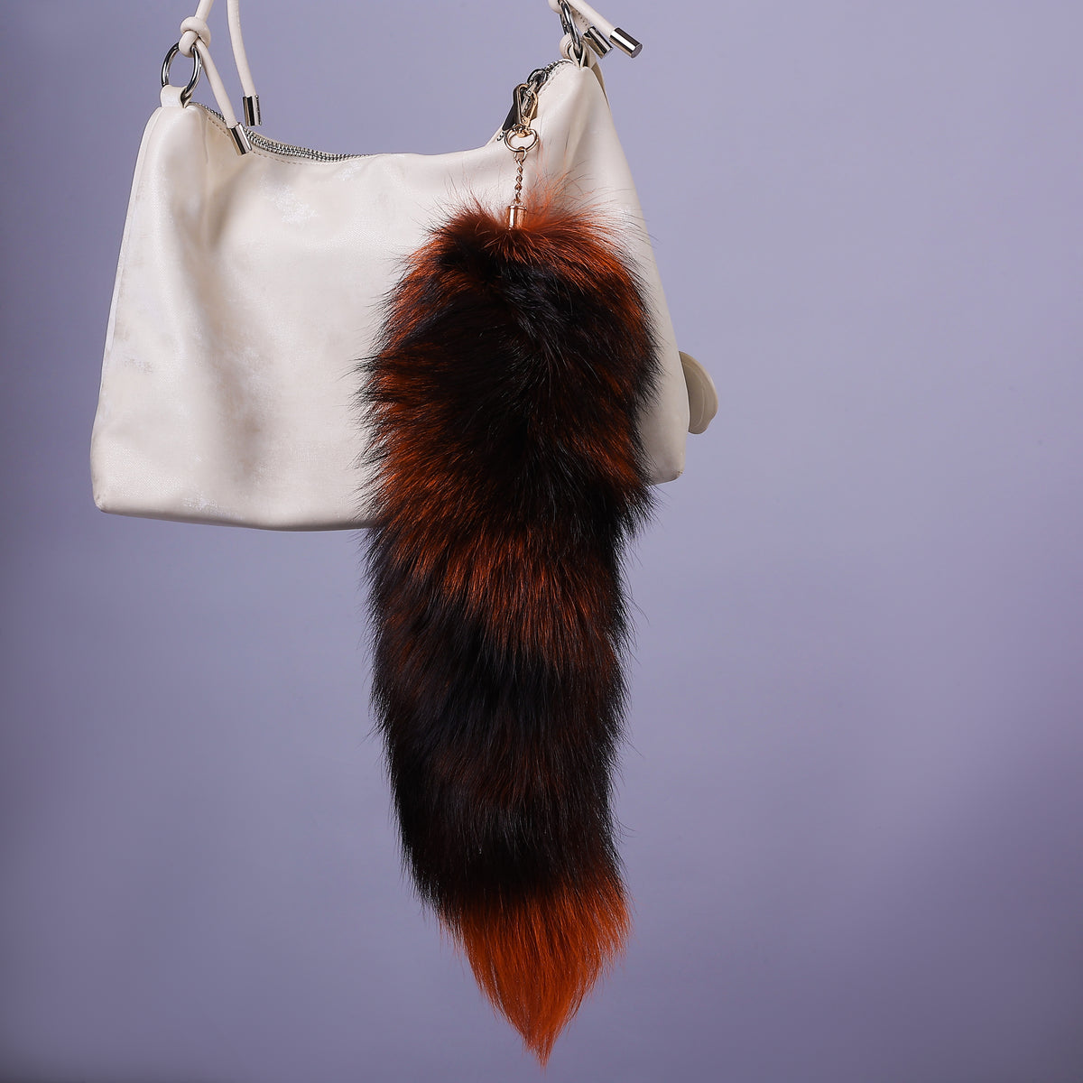 16 Inch Fox Tail Keychain: Fur Tassel, Backpack Accessory