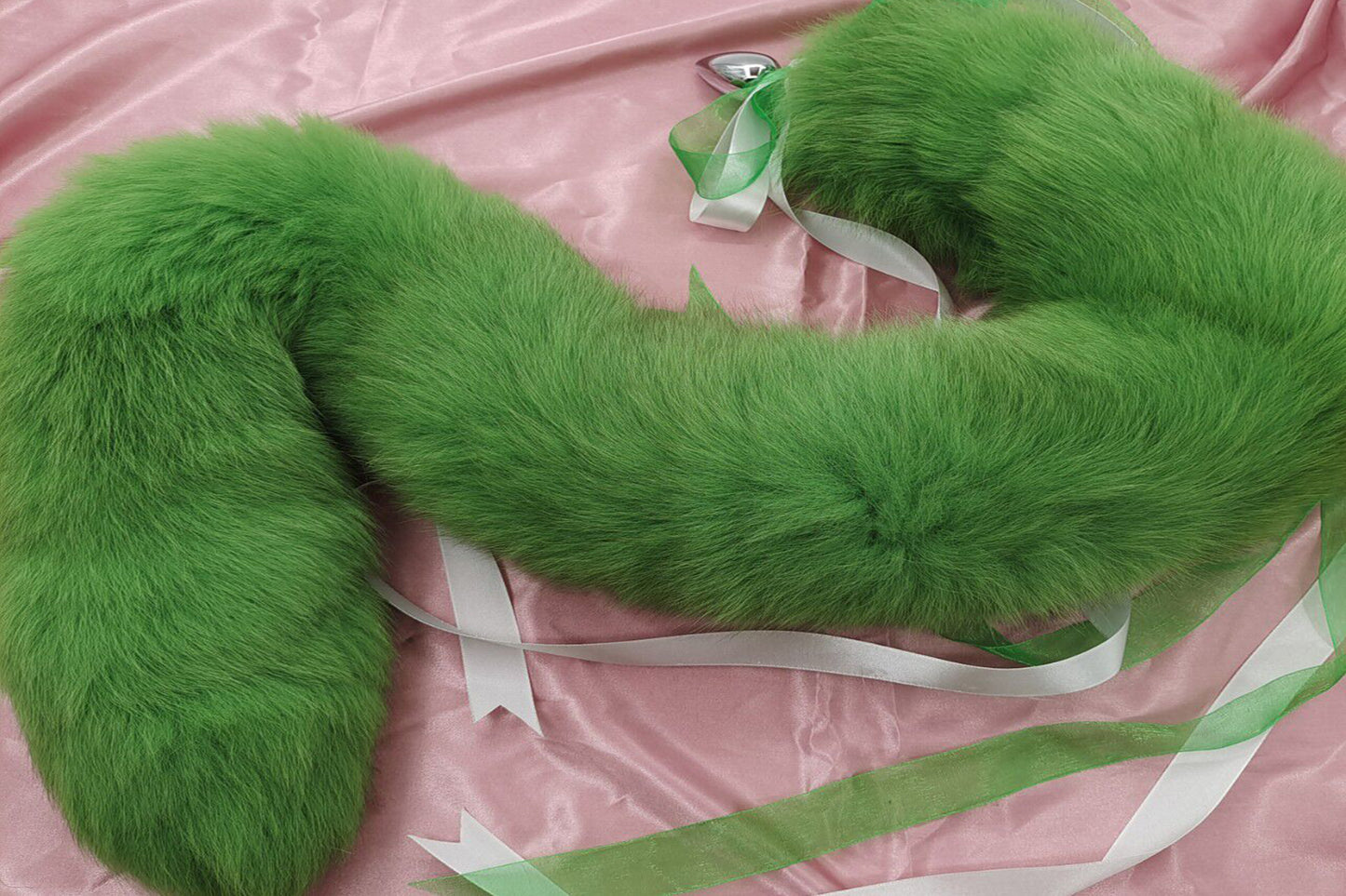 Handmade green Real Fox Tail Fox Tail Cosplay Anime Sexy Cute Animal Furry Mature Fox Tail Butt Plug