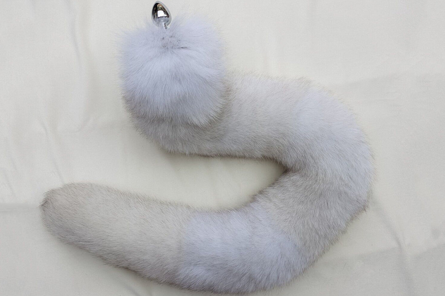 Handmade Gray White Real Fox Tail Fox Tail Cosplay Anime Sexy Cute Animal Furry Mature Fox Tail Butt Plug
