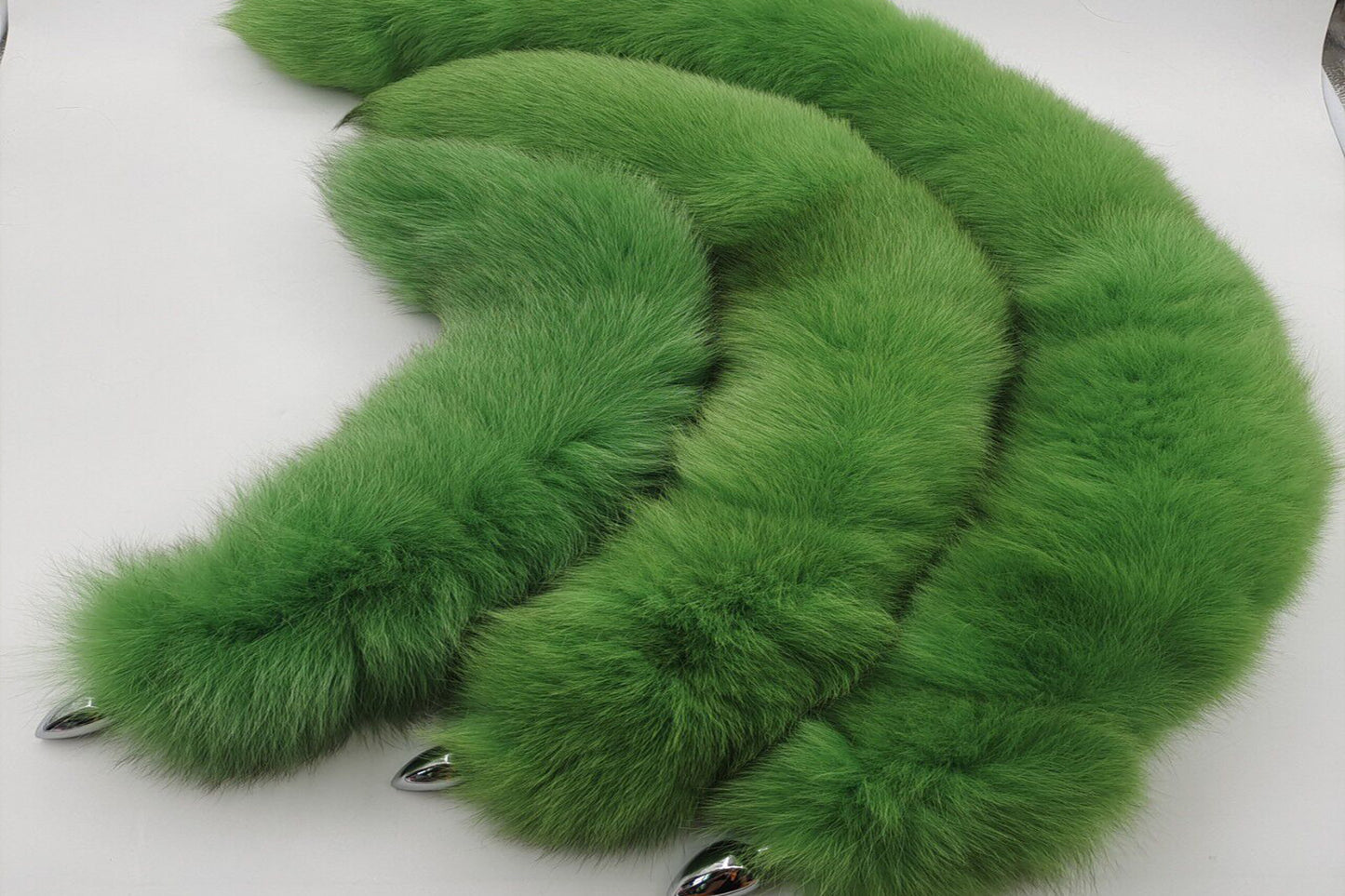 Handmade green Real Fox Tail Fox Tail Cosplay Anime Sexy Cute Animal Furry Mature Fox Tail Butt Plug