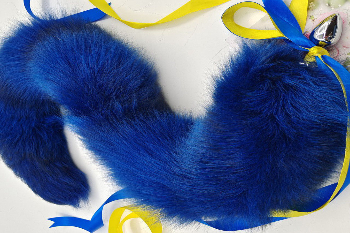 Handmade blue Real Fox Tail Fox Tail Cosplay Anime Sexy Cute Animal Furry Mature Fox Tail Butt Plug