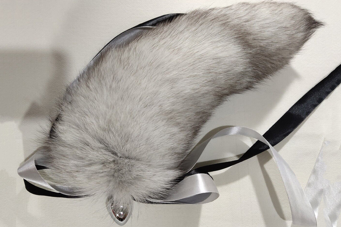 Handmade Gray White Real Fox Tail Fox Tail Cosplay Anime Sexy Cute Animal Furry Mature Fox Tail Butt Plug