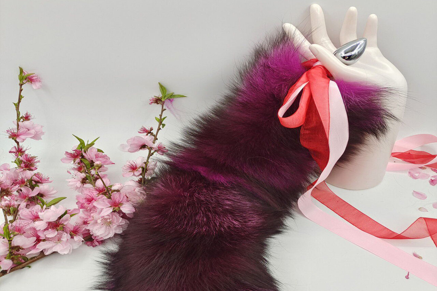 Handmade Purple Real Fox Tail Fox Tail Cosplay Anime Sexy Cute Animal Furry Mature Fox Tail Butt Plug