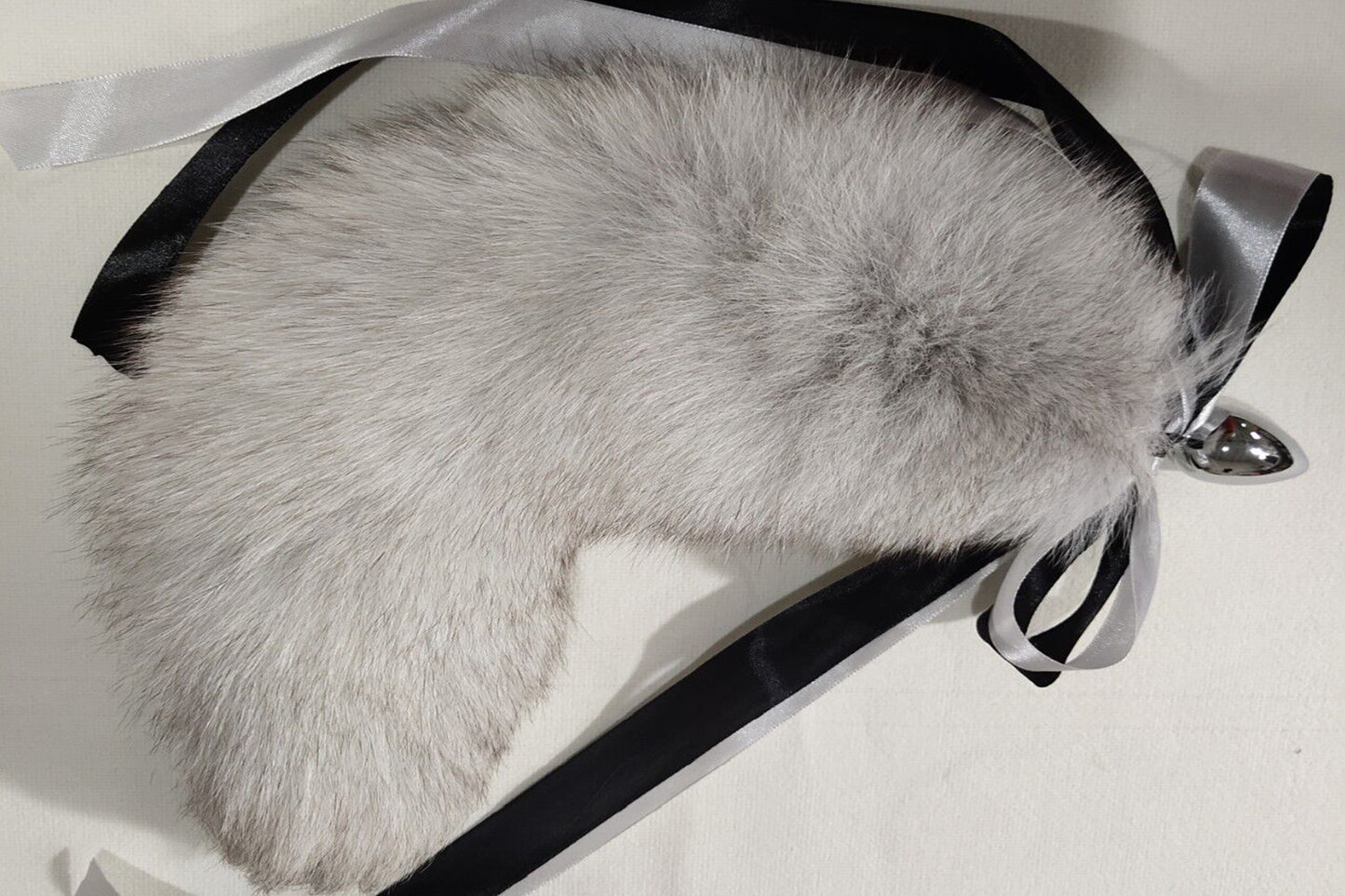 Handmade Gray White Real Fox Tail Fox Tail Cosplay Anime Sexy Cute Animal Furry Mature Fox Tail Butt Plug