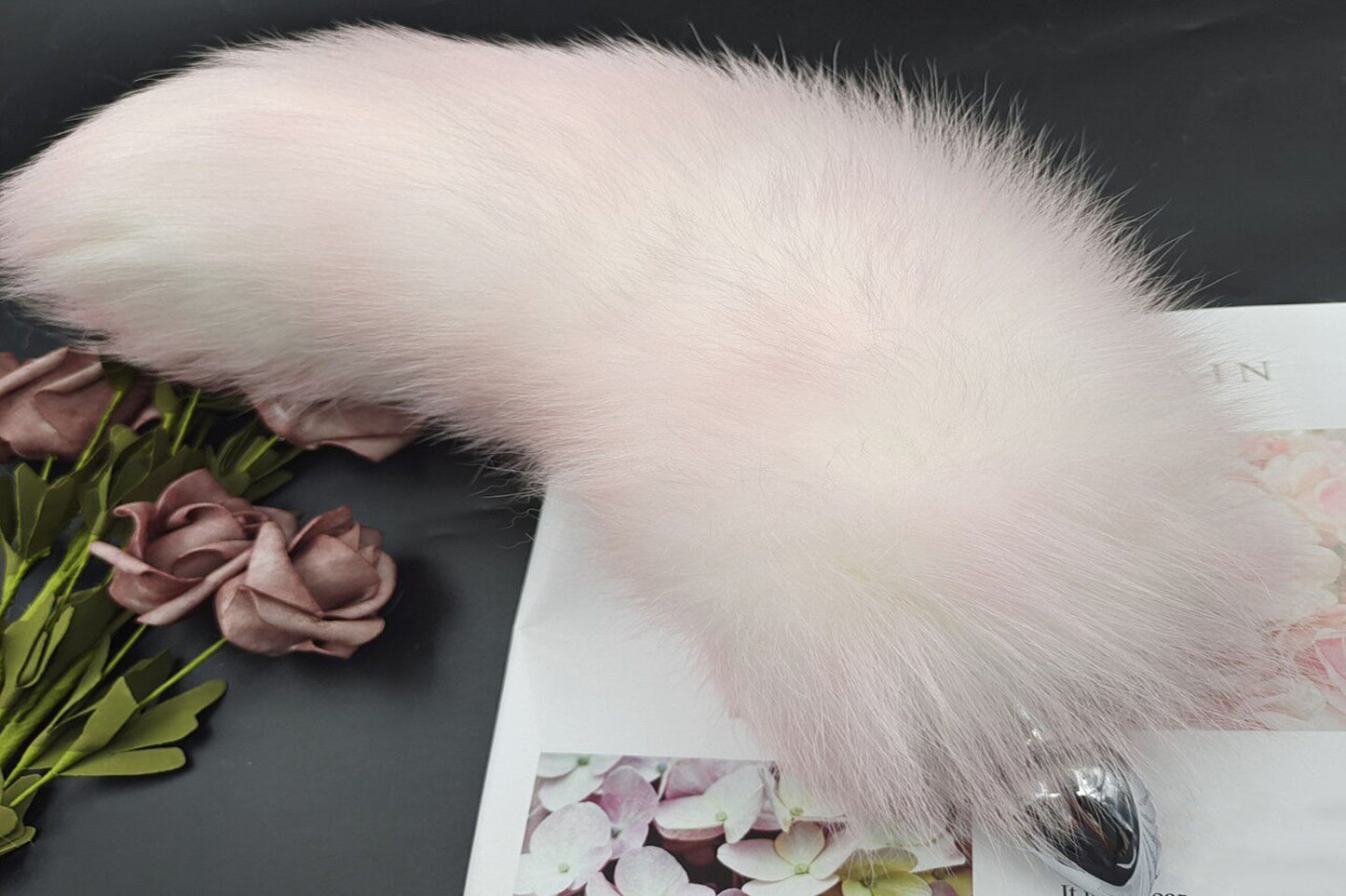 Handmade pink white Real Fox Tail Fox Tail Cosplay Anime Sexy Cute Animal Furry Mature Fox Tail Butt Plug