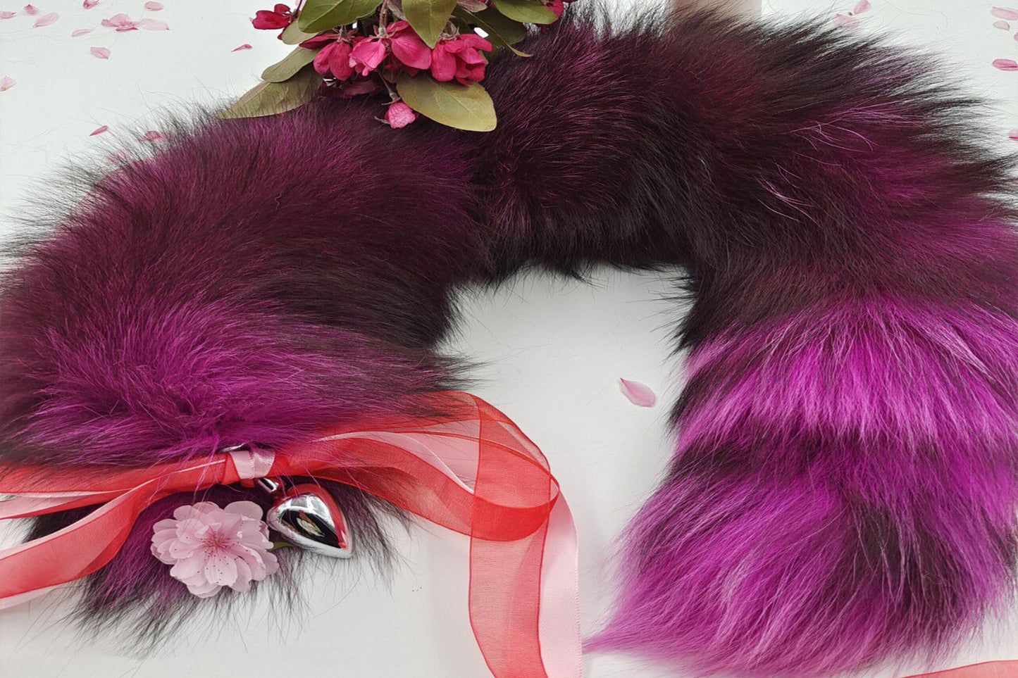 Handmade Purple Real Fox Tail Fox Tail Cosplay Anime Sexy Cute Animal Furry Mature Fox Tail Butt Plug