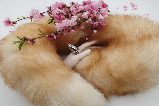 Handmade brown white Real Fox Tail Fox Tail Cosplay Anime Sexy Cute Animal Furry Mature Fox Tail Butt Plug