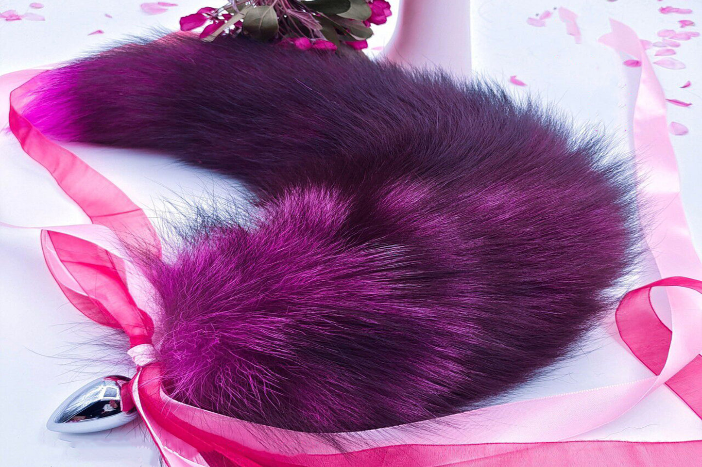 Handmade Purple Real Fox Tail Fox Tail Cosplay Anime Sexy Cute Animal Furry Mature Fox Tail Butt Plug