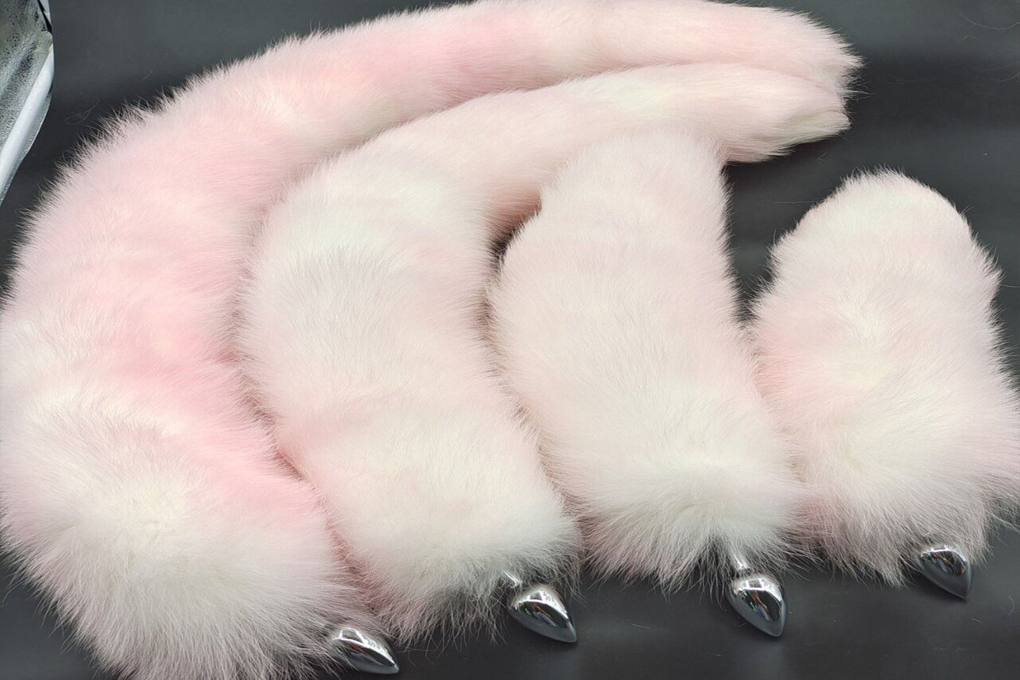 Handmade pink white Real Fox Tail Fox Tail Cosplay Anime Sexy Cute Animal Furry Mature Fox Tail Butt Plug