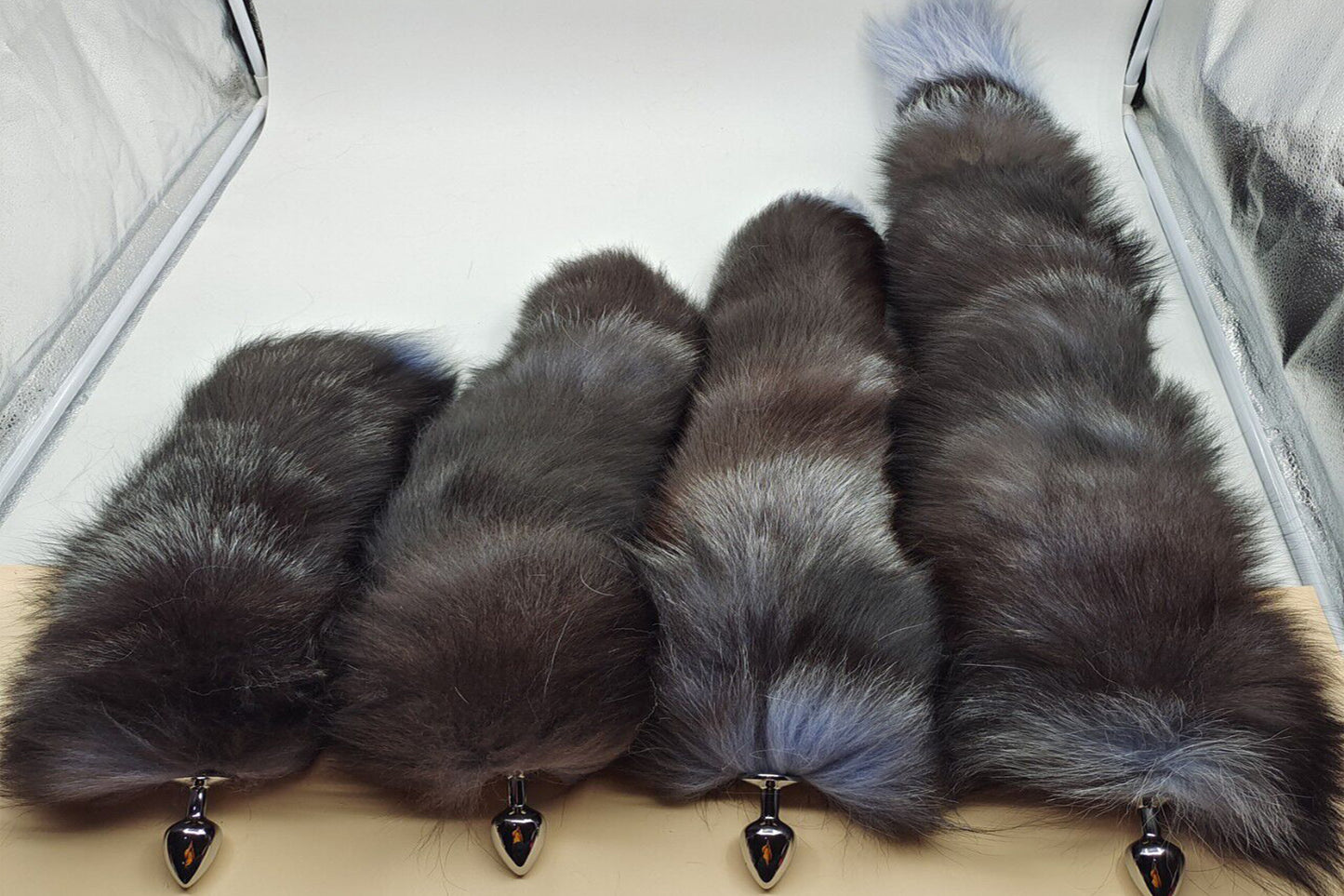 Handmade blue grey Real Fox Tail Fox Tail Cosplay Anime Sexy Cute Animal Furry Mature Fox Tail Butt Plug