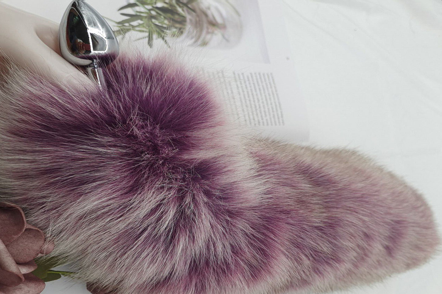Handmade purple white Real Fox Tail Fox Tail Cosplay Anime Sexy Cute Animal Furry Mature Fox Tail Butt Plug