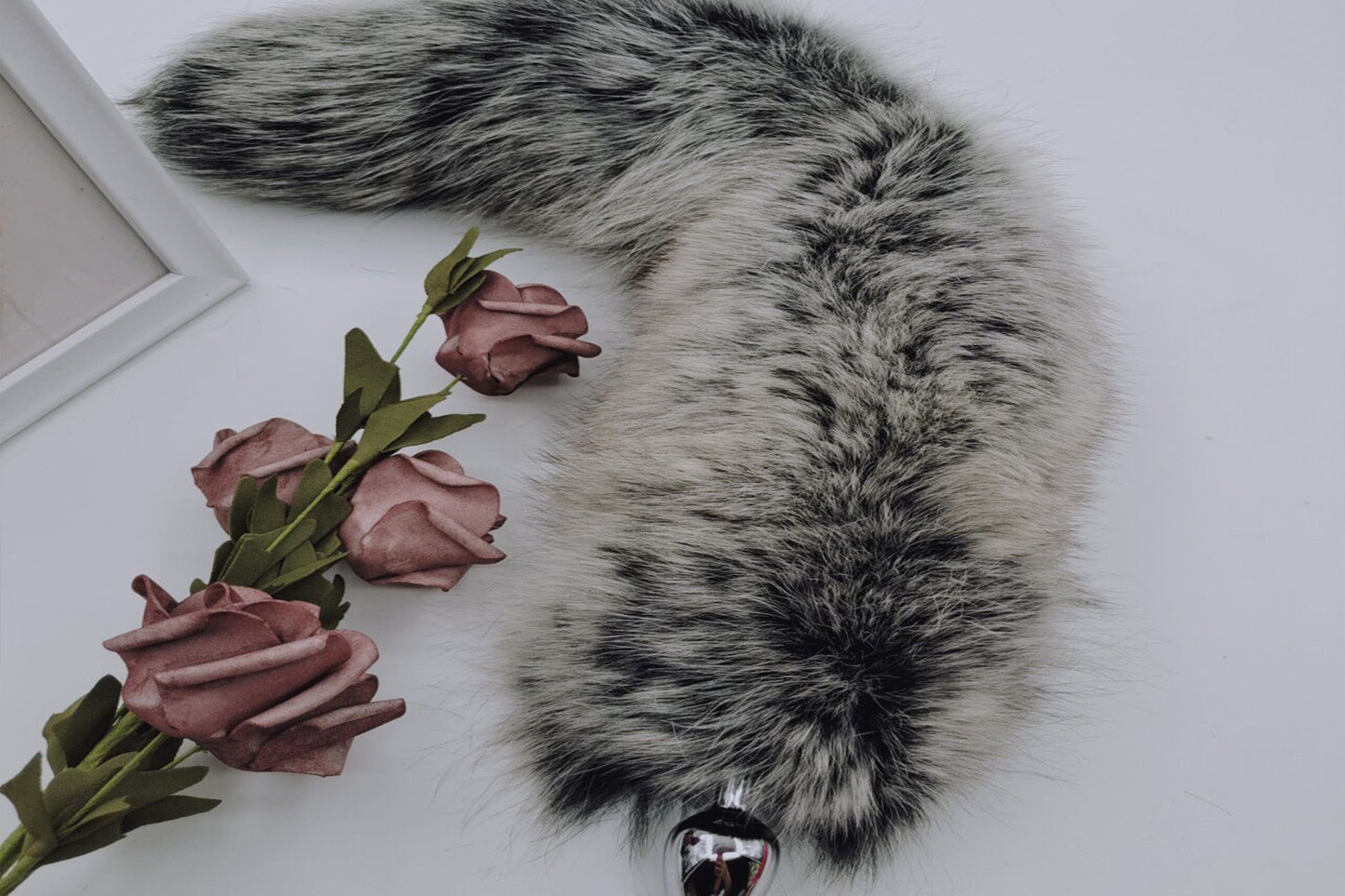 Handmade black white Real Fox Tail Fox Tail Cosplay Anime Sexy Cute Animal Furry Mature Fox Tail Butt Plug