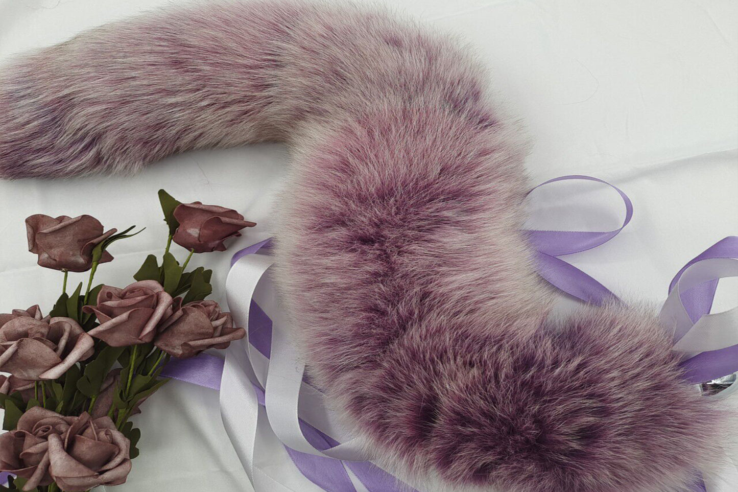 Handmade purple white Real Fox Tail Fox Tail Cosplay Anime Sexy Cute Animal Furry Mature Fox Tail Butt Plug