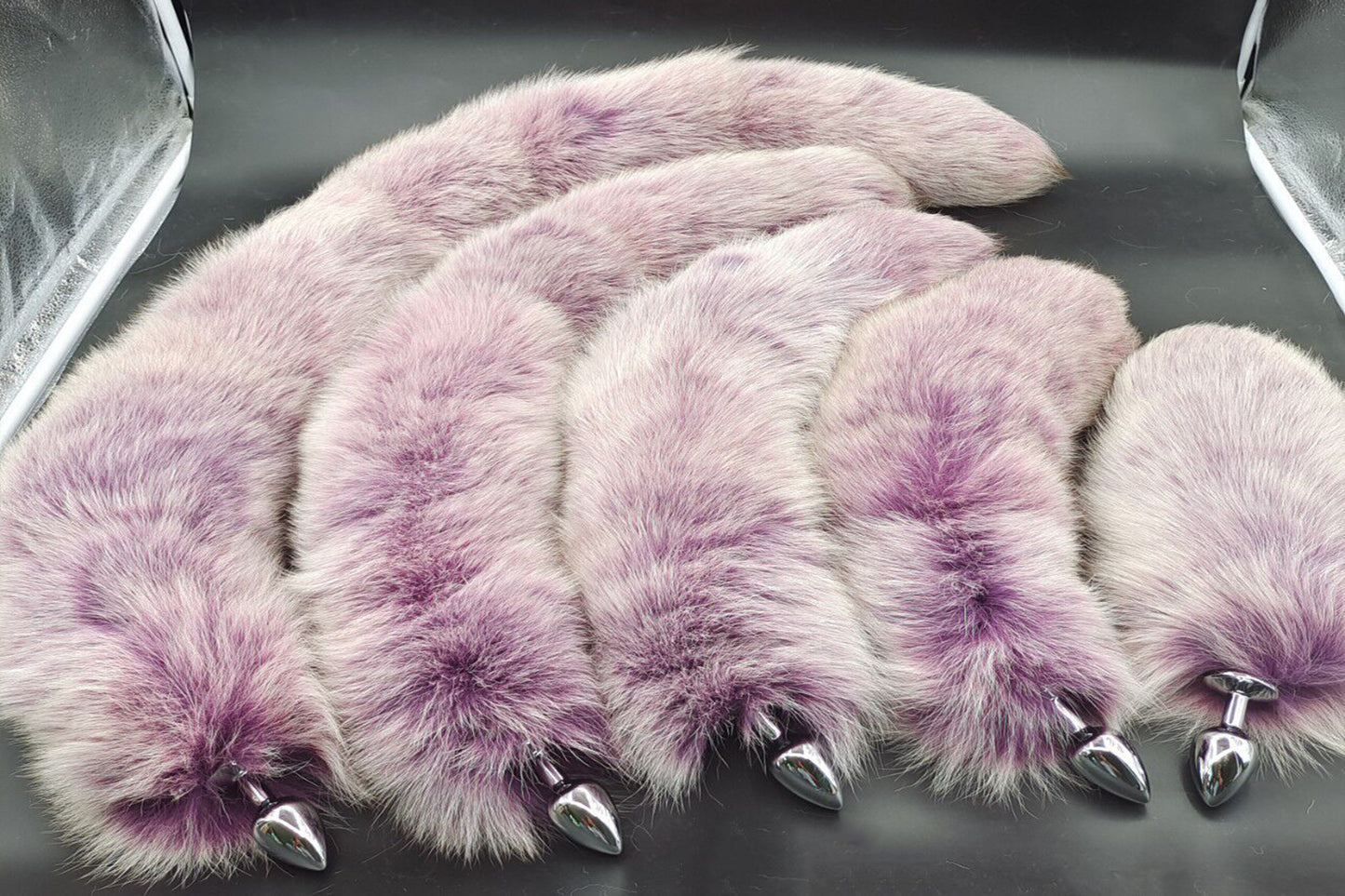 Handmade purple white Real Fox Tail Fox Tail Cosplay Anime Sexy Cute Animal Furry Mature Fox Tail Butt Plug
