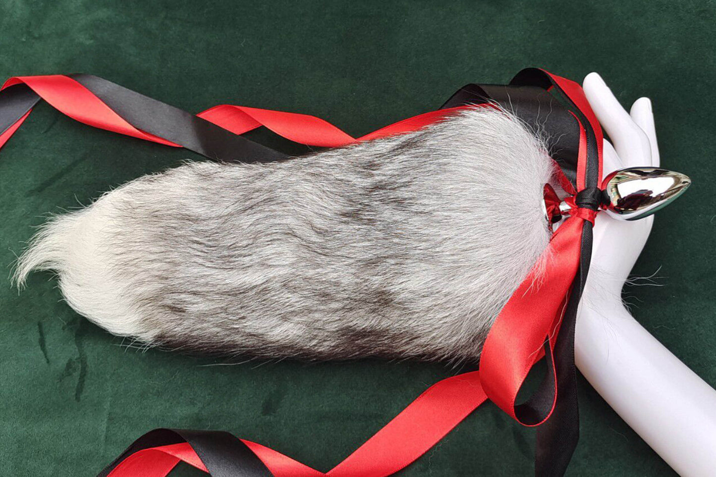 Handmade grey Real Fox Tail Fox Tail Cosplay Anime Sexy Cute Animal Furry Mature Fox Tail Butt Plug