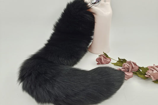 Handmade black Real Fox Tail Fox Tail Cosplay Anime Sexy Cute Animal Furry Mature Fox Tail Butt Plug
