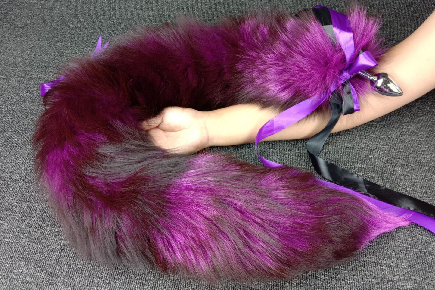 Handmade Purple Real Fox Tail Fox Tail Cosplay Anime Sexy Cute Animal Furry Mature Fox Tail Butt Plug