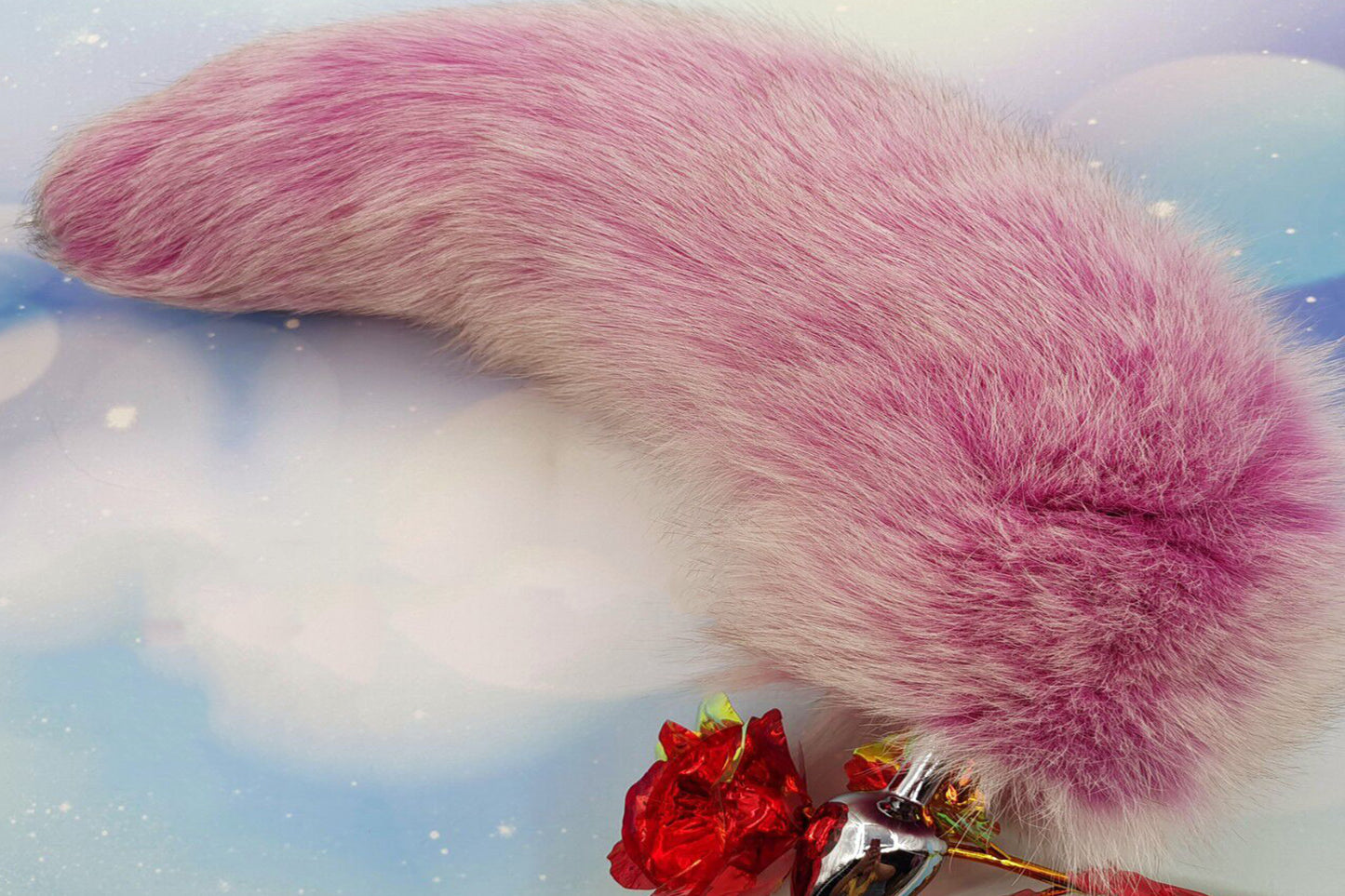 Handmade purple white Real Fox Tail Fox Tail Cosplay Anime Sexy Cute Animal Furry Mature Fox Tail Butt Plug