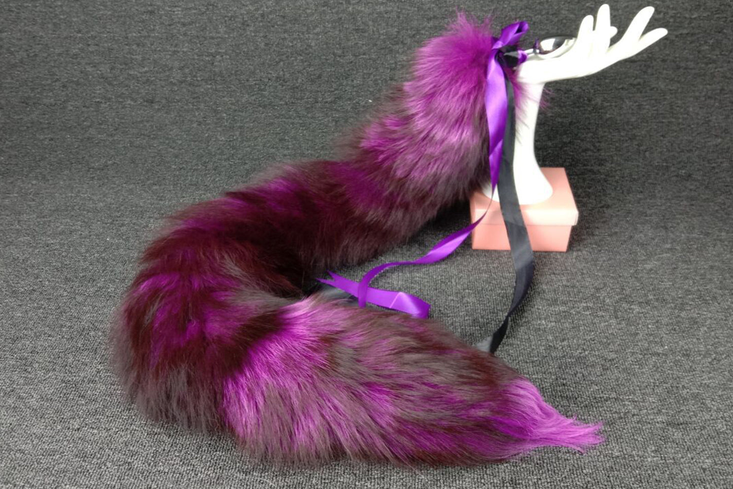 Handmade Purple Real Fox Tail Fox Tail Cosplay Anime Sexy Cute Animal Furry Mature Fox Tail Butt Plug