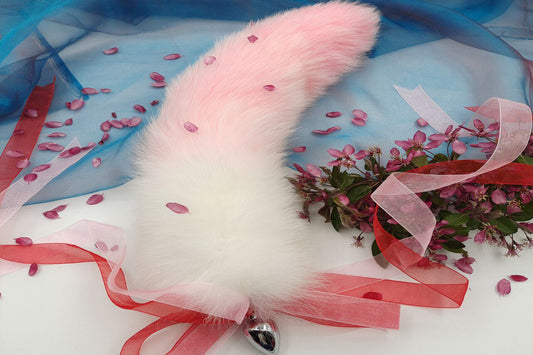 Handmade pink white Real Fox Tail Fox Tail Cosplay Anime Sexy Cute Animal Furry Mature Fox Tail Butt Plug