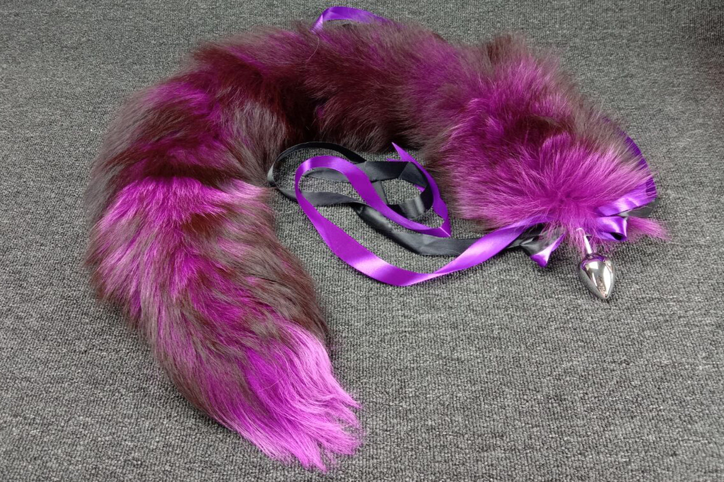 Handmade Purple Real Fox Tail Fox Tail Cosplay Anime Sexy Cute Animal Furry Mature Fox Tail Butt Plug