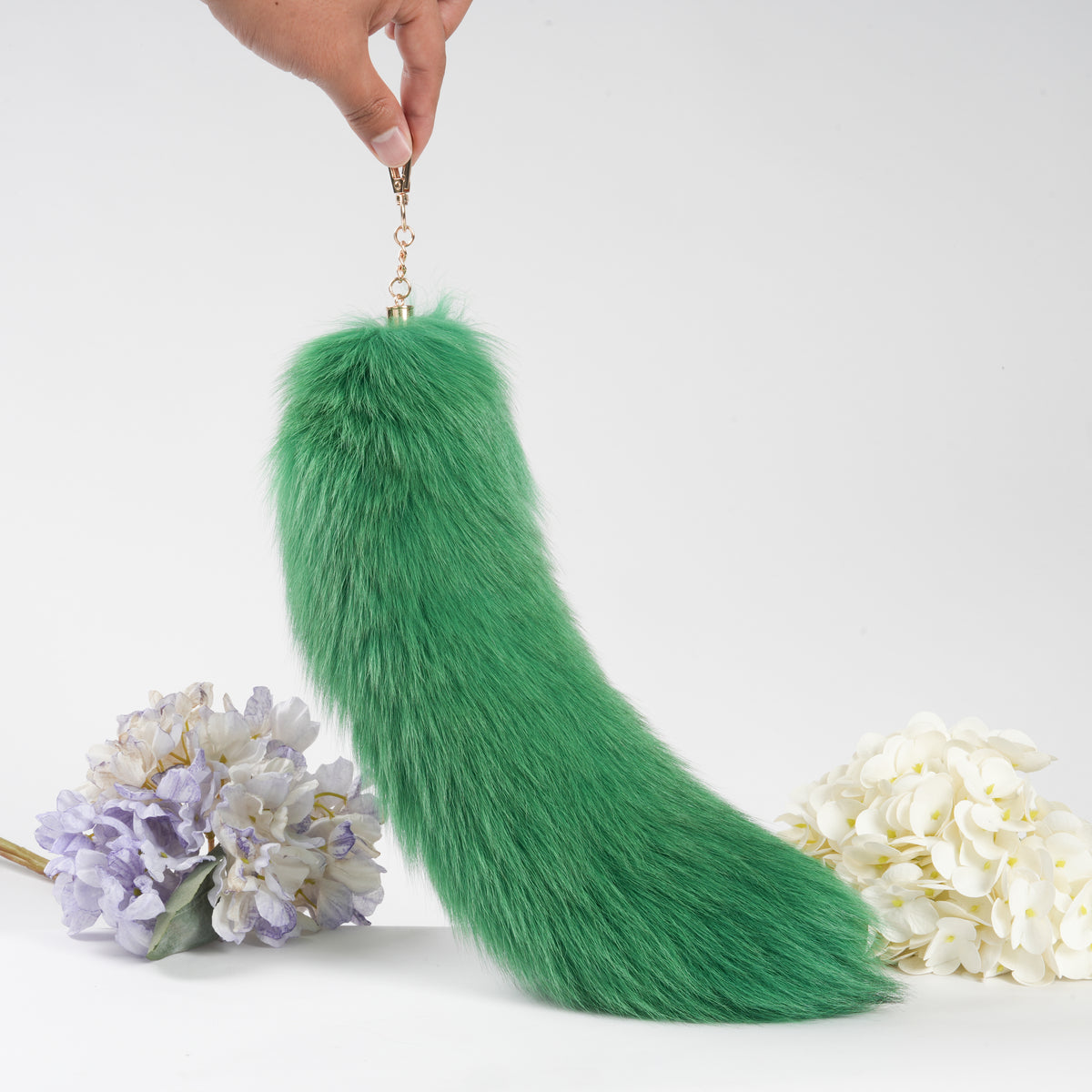 Fluffy Fox Fur Tail Keychain: Handmade Handbag Accessory (15 inch)