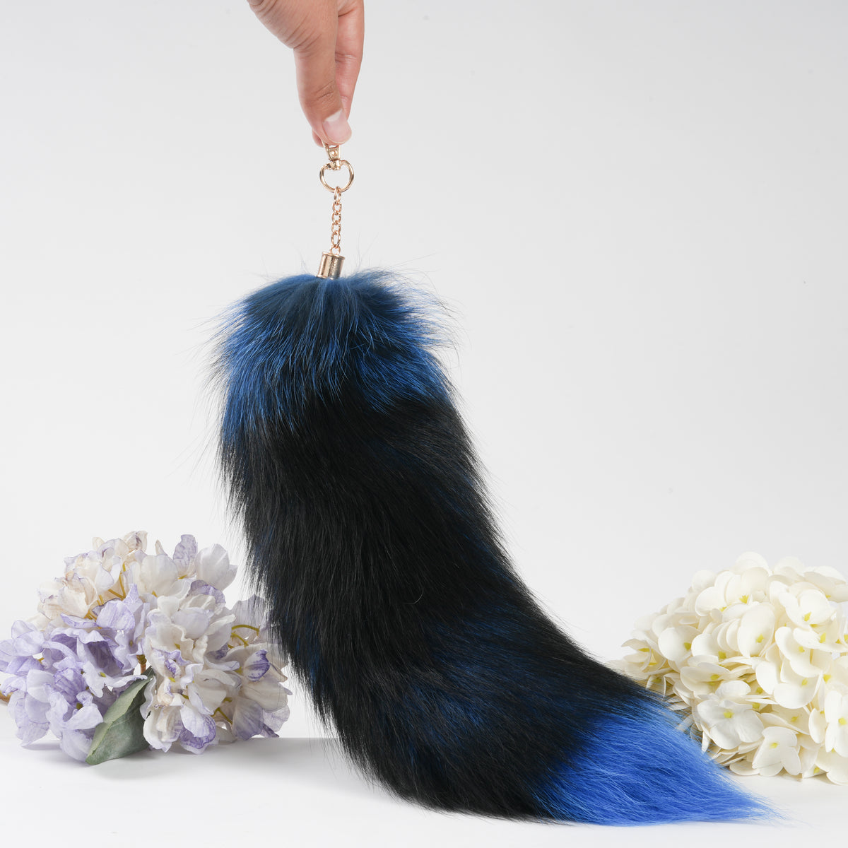 Keychain Fluffy Fox Fur Tail: Handmade Handbag Accessory (15 inch)