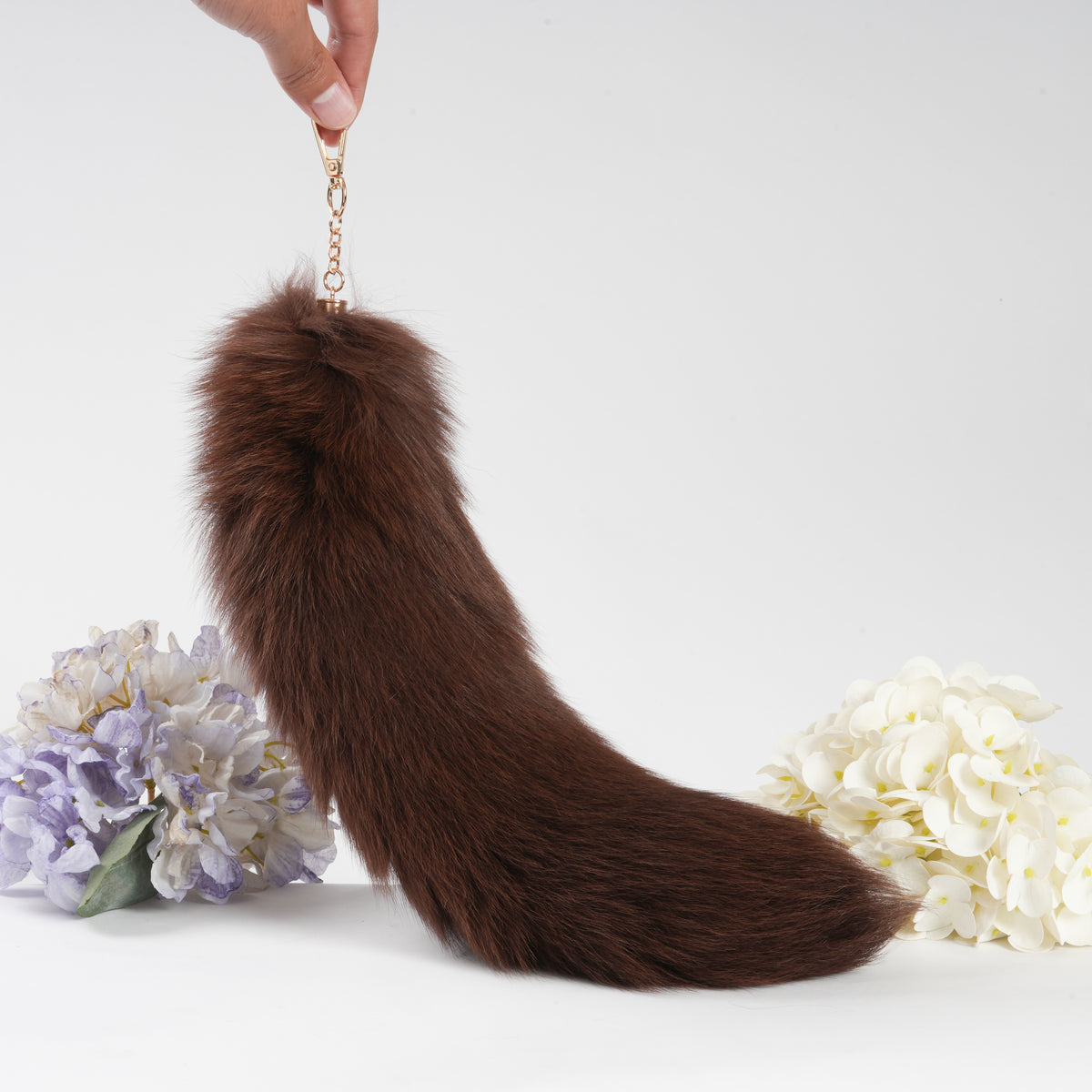 Fox Fur Tail Keychain: 15 inch Tassel Fluffy Backpack Accessory