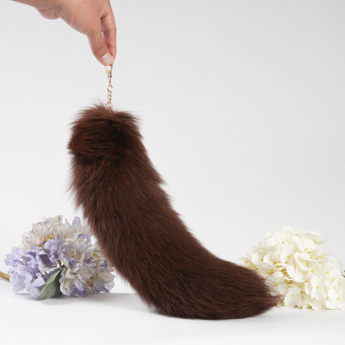 Fox Fur Tail Keychain: 15 inch Tassel Fluffy Backpack Accessory