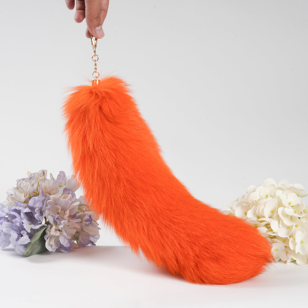 Fluffy Fox Fur Tail Keychain: Handmade Handbag 15inch Accessory