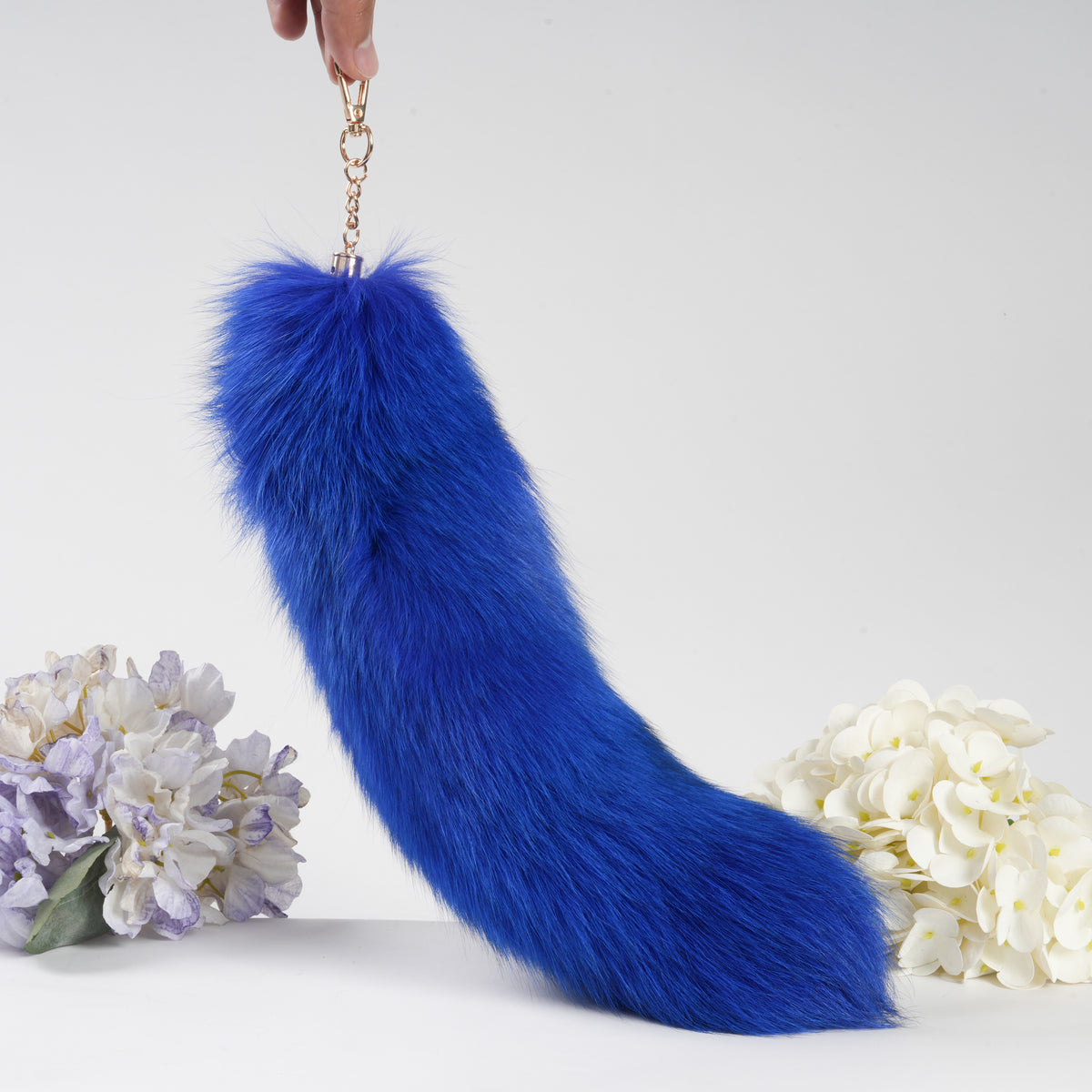 Fox Fur Tail Keychain: Fluffy Backpack Accessory, 15 inch Tassel