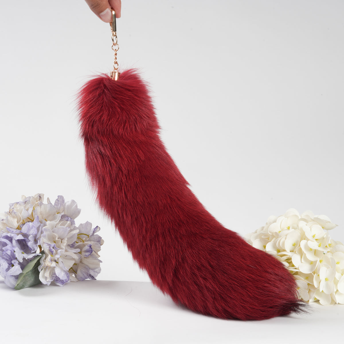 Fox Fur Tail Keychain: Fluffy Backpack Accessory (15 inch)