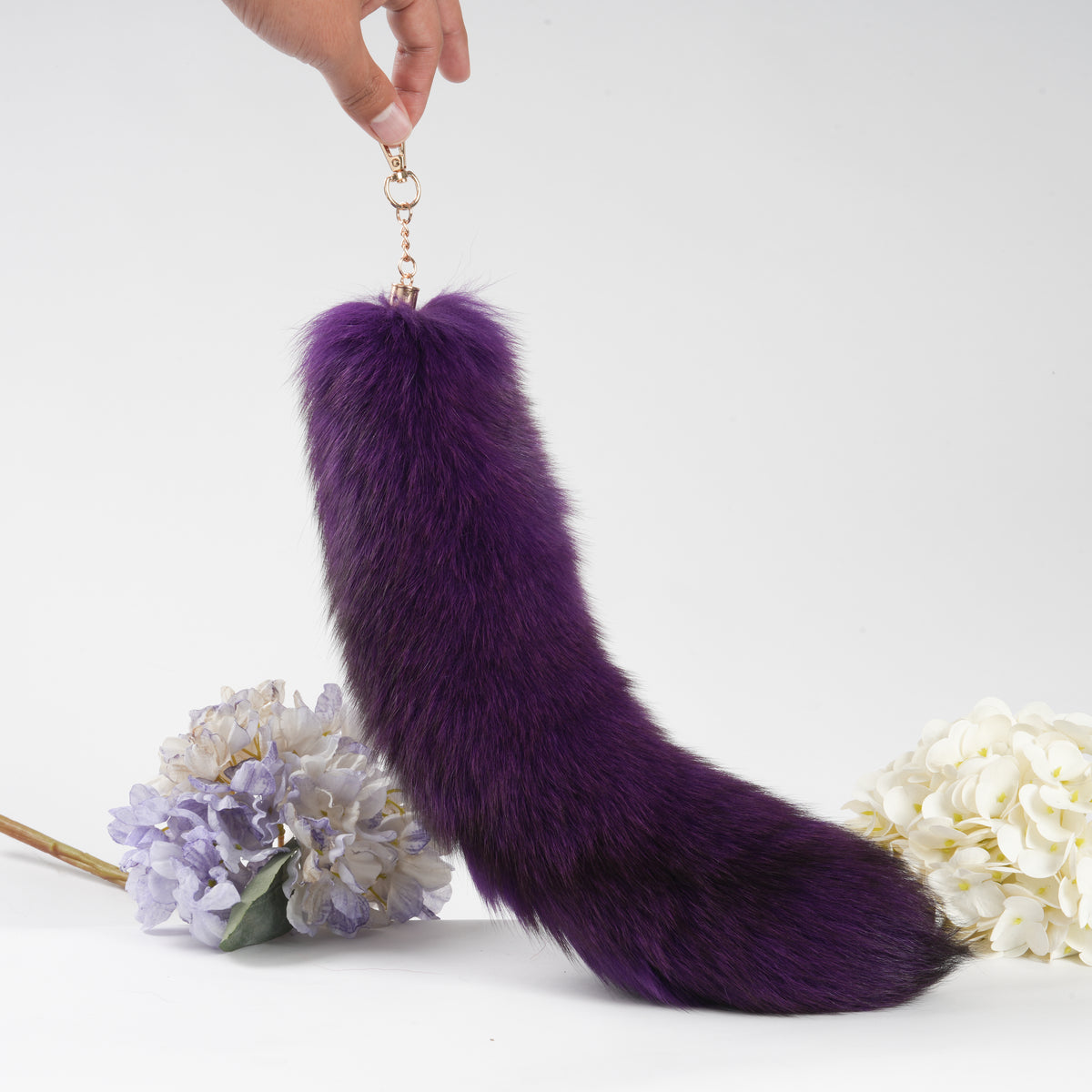 Fox Fur Tail Keychain: Fluffy Backpack Accessory 15 inch